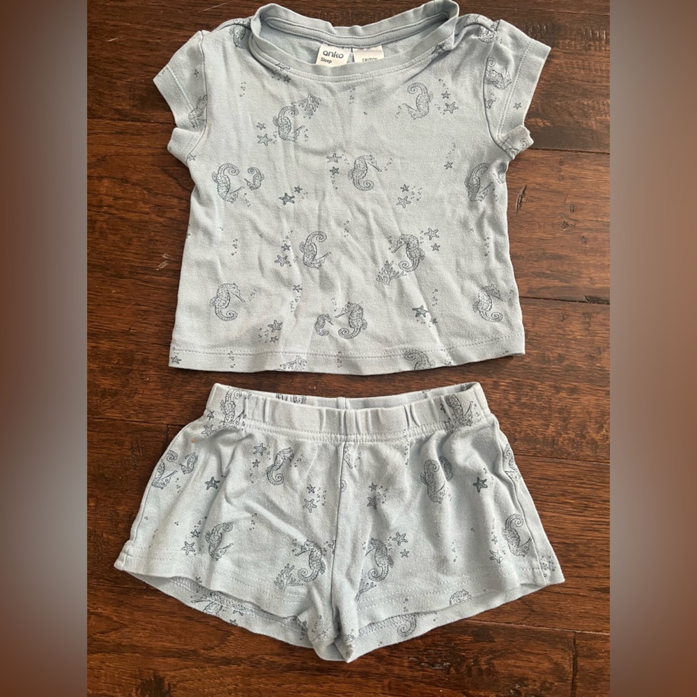 Kids Blue Matching seahorse PJ Set